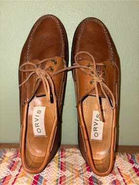 Orvis Men's Brown Leather Boat Shoes